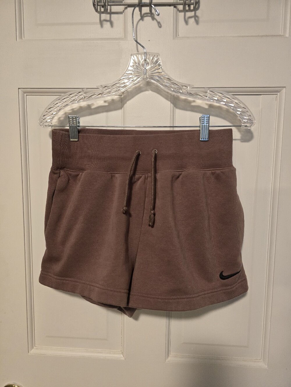 Nike Women's Rose Brown Drawstring Fleece Athletic Shorts - Picture 6 of 7